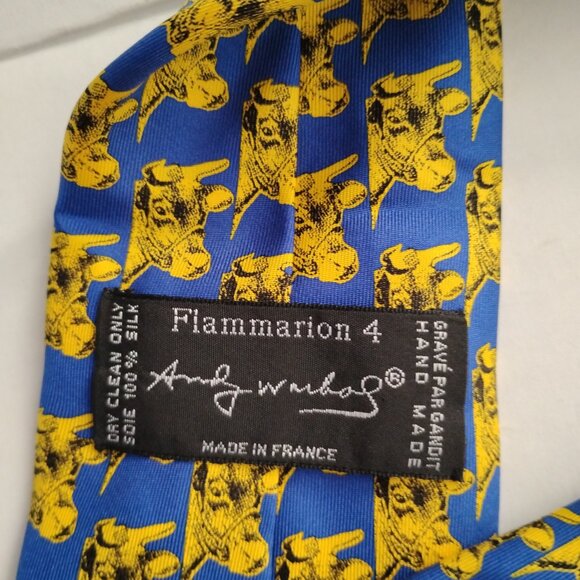 ❤️ANDY WARHOL France Hand Made Cow Art 100% Silk Neck Tie Flammarion 4 - Picture 4 of 5